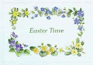 Margery: Easter Time Border ? with primroses etc