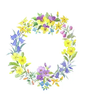 Primroses: Easter Wreath including primroses, violets etc