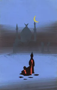 Simplistic: Eastern scene - Egyptian Mosque in moonlight