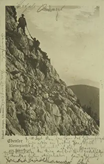 Feuerkogel: Ebensee. Climbing on the Feuerkogel. 1904. Collotype