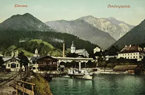 Ebensee: Ebensee. Landing place with steamer. 1906