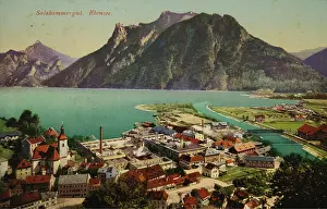 Saline: Ebensee. View of the village and the salt works