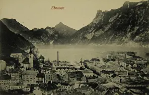 Saline: Ebensee. View of the village and the salt works