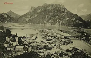 Saline: Ebensee. View of the village and the salt works