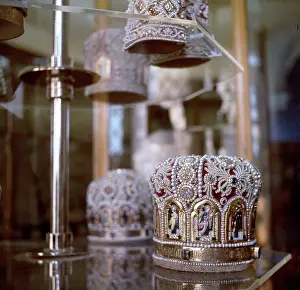 Mitres: Ecclesiastical mitres, Kremlin Armoury Museum, Moscow