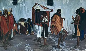 Poncho: Ecuador. Indigenous painting. Dancec. ECUADOR