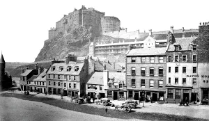 Lothian: Edinburgh, Castle from the Grassmarket 1883