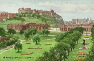 Lothian: Edinburgh Castle, Lothian, Scotland, viewed from the Gardens