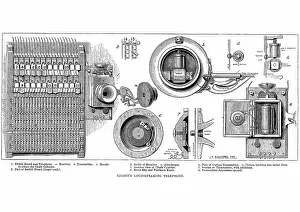 Edison: Edison carbon telephone. Wood engraving