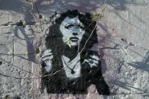 Alfama: Edith Piaf graffiti portrait, Alfama, Lisbon, Portugal