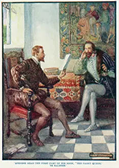 Jessica Talmage Collection: Edmund Spenser reading to Raleigh