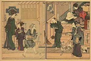 Menial: Edo street scene, 18th century