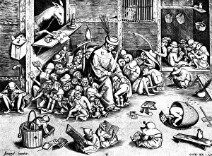 Birching: education, corporal punishment, scene in a school