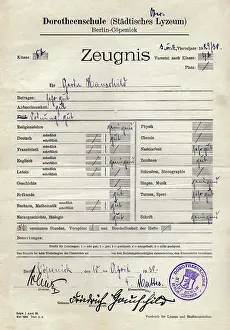 Grades: education, Germany, 1930, school report, certificate