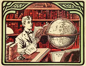 Profound: education, man in library, Germany, 1905