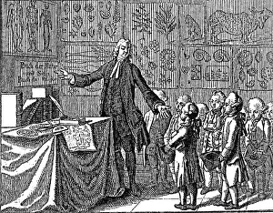 Pedagogy: education, natural science lesson, copper engraving