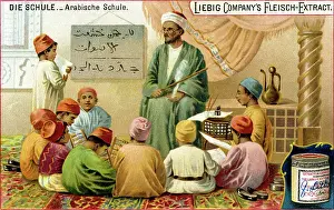Liebigs: education, school in Arabia, illustration, lithograph