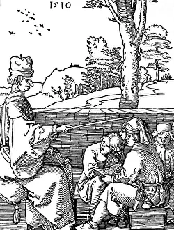Inkstand: education, school, lesson in medieval times