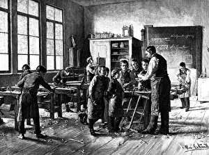 Pedagogy: education, school, manual training in a carpenter's