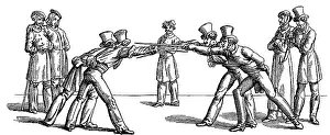 Mensur: education, students, academic fencing, drawing