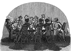 Binge: education, students in a tavern, copper engraving