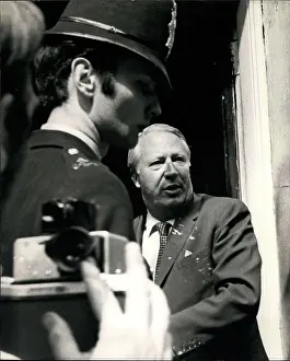 Threw: Edward Heath splashed with red paint, Downing Street