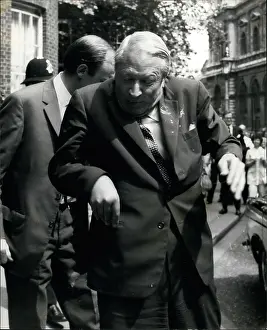 Threw: Edward Heath splashed with red paint, Downing Street
