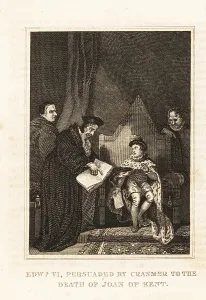 Great Britain: Edward VI agreeing to the execution of Joan Bocher, 1550