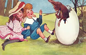 Sandford: Edwardian children with Easter bunny