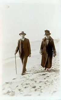 Edwardian Couple Walking on Beach