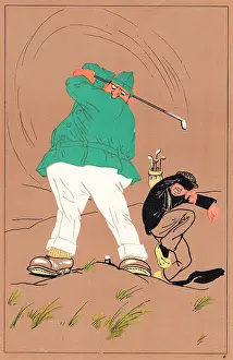 Cower: Edwardian golfer taking a swipe