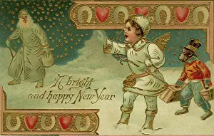 Horseshoes: Edwardian New Year postcard