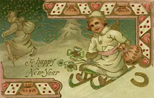 Shamrocks: Edwardian New Year postcard