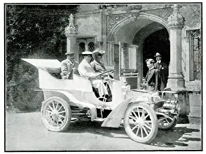 Lancers: Three Edwardian people in a veteran car