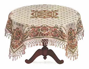 Cretonne: Edwardian tablecloth, cretonne fabric, floral pattern