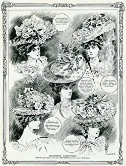 Bows: Edwardian women wearing large hats with trimmings 1906