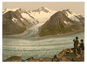 Aletsch: Eggishorn, Grand Aletsch Glacier, with Aletschhorn, Valais