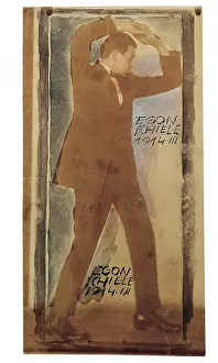 Trcka: Egon Schiele with raised arms