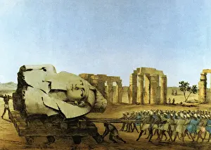 Belzoni: Egypt, archeology, transportation of the colossus