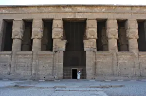 Percussion: Egypt. Dendera. Hathor Temple. Facade held by six Hathoric c