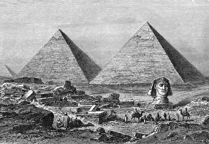 Khafra: Egypt, Giza, pyramids of pharaos Cheops and Chephren