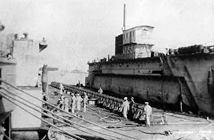 Implacable: Egypt Port Said HMS Implacable alongside a captured
