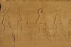 Disc: Egyptian Art. Dendera. Temple of Hathor. Deity seated. Relie