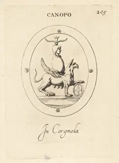 The Egyptian god Canopus, a human head on a hydra