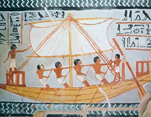 Transporte: Egyptian ship. Rowers