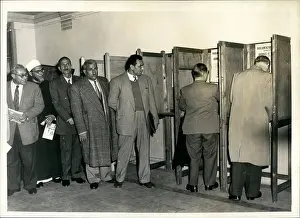 Booths: Egyptian visitors watch voting process in Lambeth, London