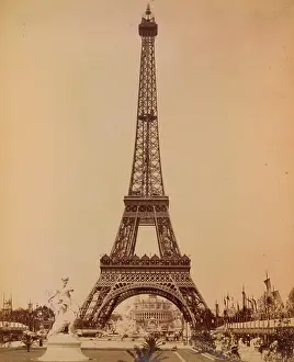 Trocadero: Eiffel Tower, looking toward Trocadero Palace, Paris Exposit