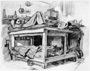 Stalag: Eight-sleeper bunk in Stalag XXI D