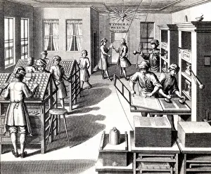 Leipzig: Eighteenth century printing workshop. On the left