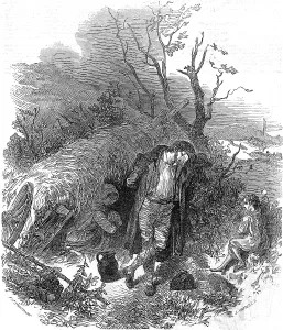 Hovel: Ejectment of Irish Tenantry - day after the ejectment 1848